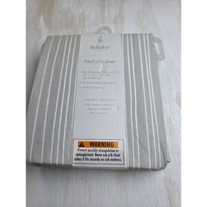Lullaby Lane Fitted Crib Sheet 100% Cotton Grey White Stripe Minimalist Classic